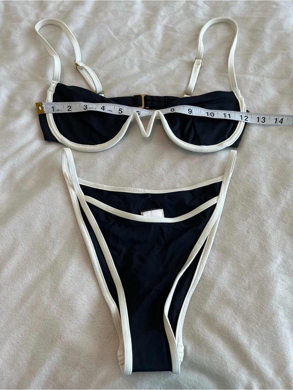 L*Space Bikini Set Niko Top & Tommy Bitsy Bottoms Small Black/White Resortwear